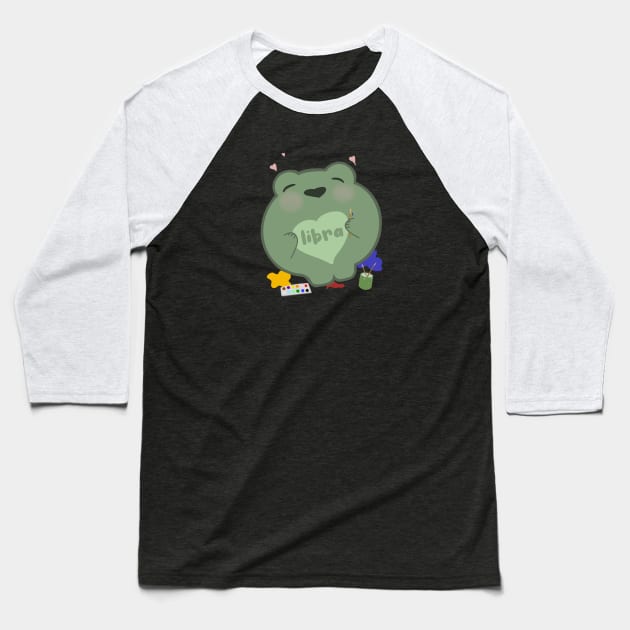 Libra Froggy Baseball T-Shirt by claysus